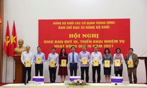 Ban Chỉ đạo 35 Đảng bộ Khối Các cơ quan Trung ương tổ chức Hội nghị giao ban quý III, triển khai nhiệm vụ hoạt động quý IV-2021